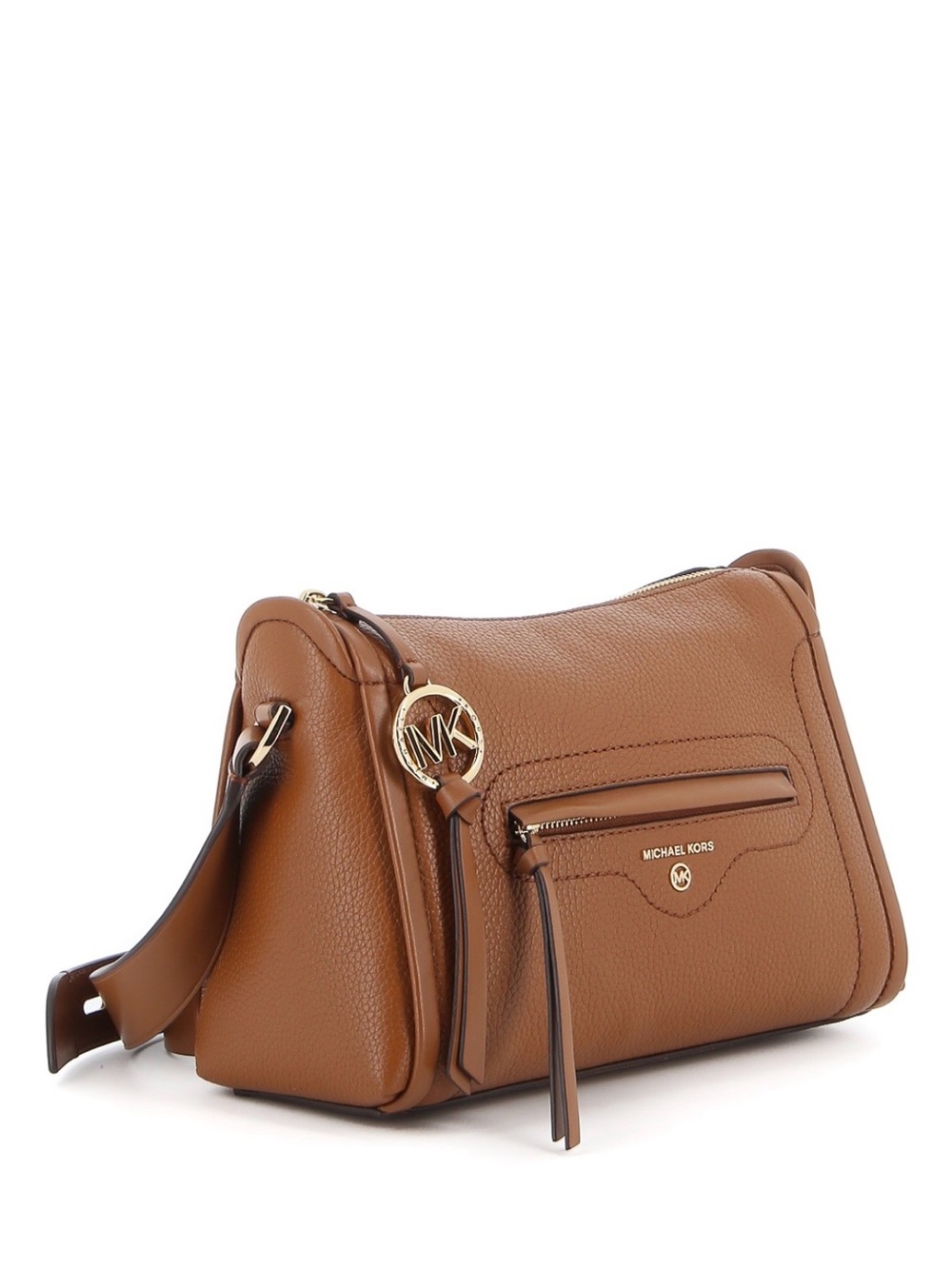 Michael Kors Cognac Pebbled Leather Crossbody Bag with Gold Hardware